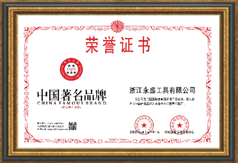 中國著名品牌證書